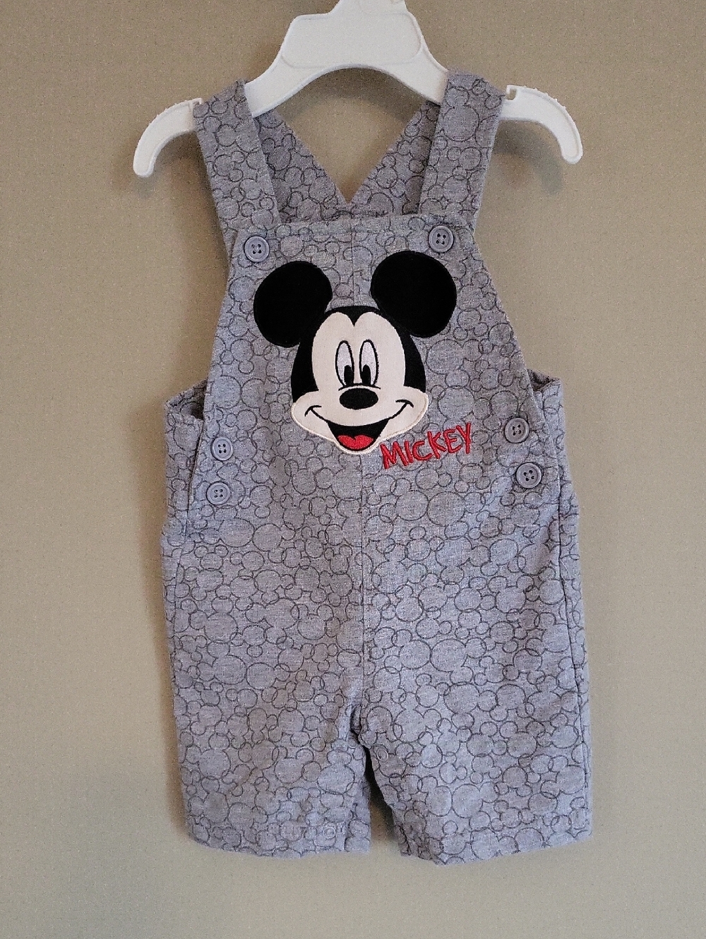 Disney Mickey light grey embrodiered shortalls